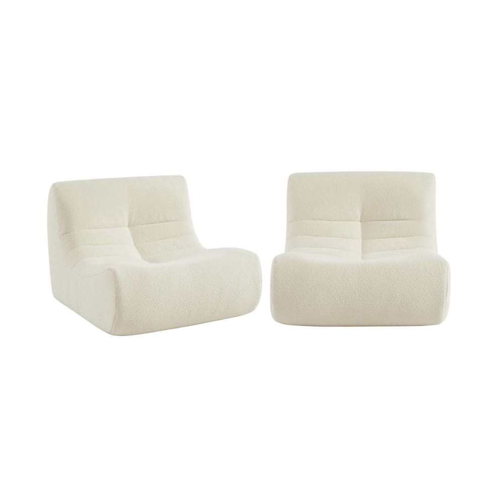 2 fauteuils chauffeuses bouclette texturée blanc - Maisons du Monde