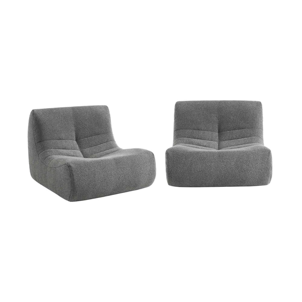 2 fauteuils chauffeuses bouclette texturée gris — Beyit