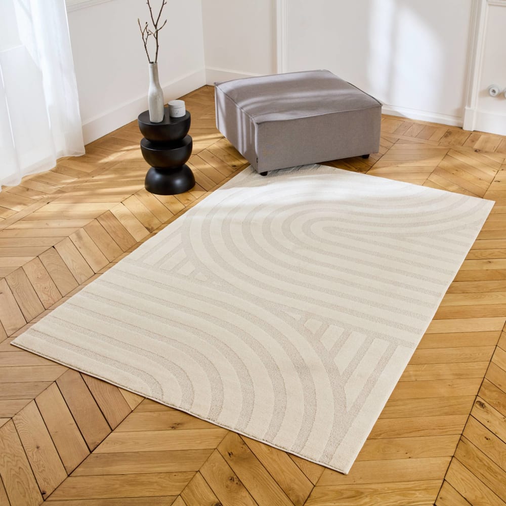 Tapis intérieur motifs arches, 80 x 150cm crème — vue 3