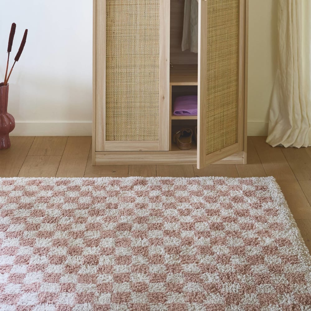 Tapis intérieur shaggy 160x230cm damier vieux rose — vue 4