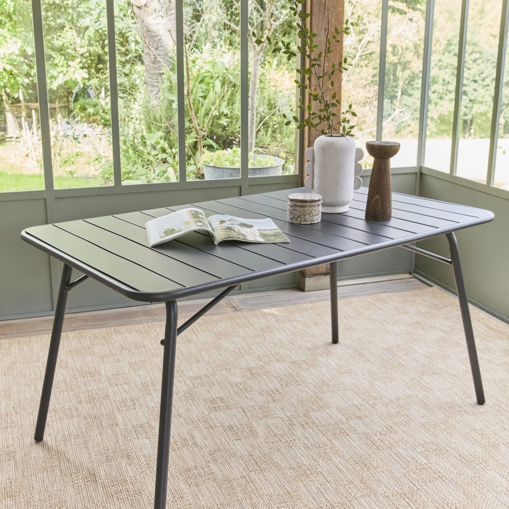 Tapis effet jute motif damier, 160x230cm