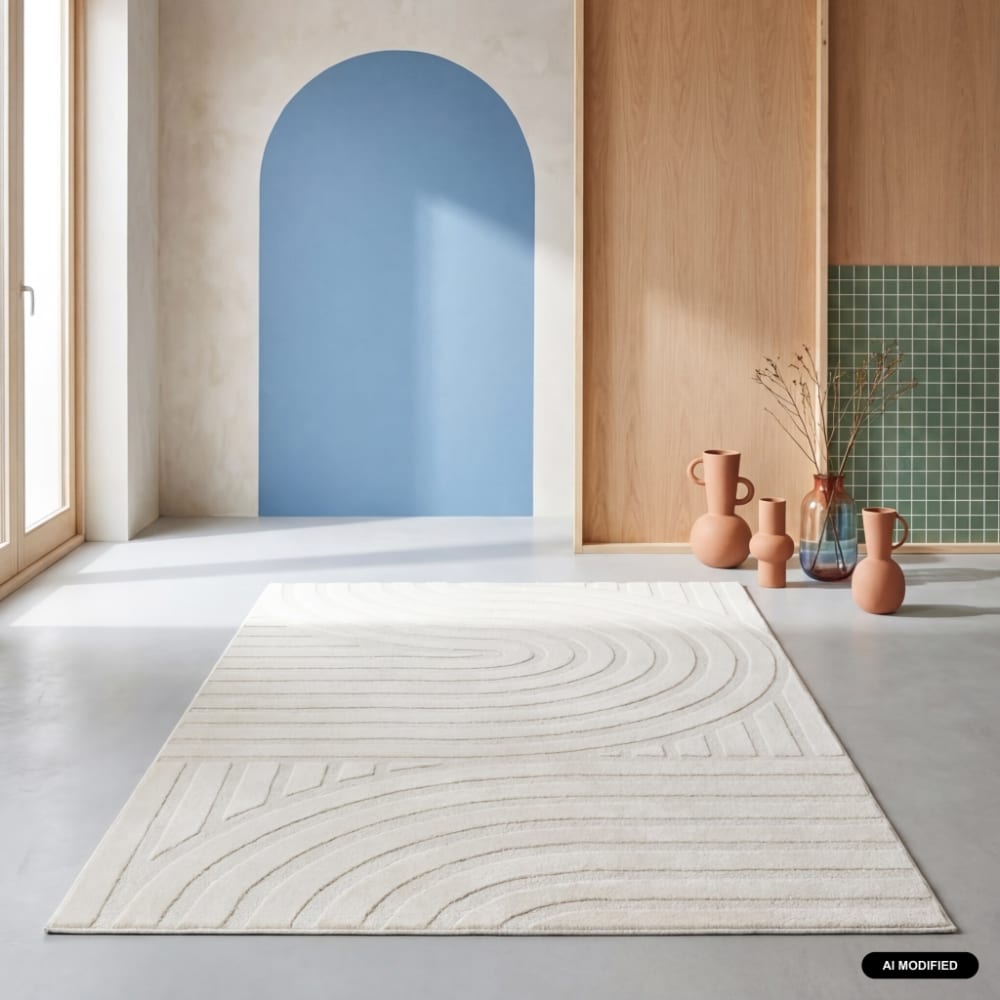 Tapis intérieur motifs arches, 200 x 290cm crème