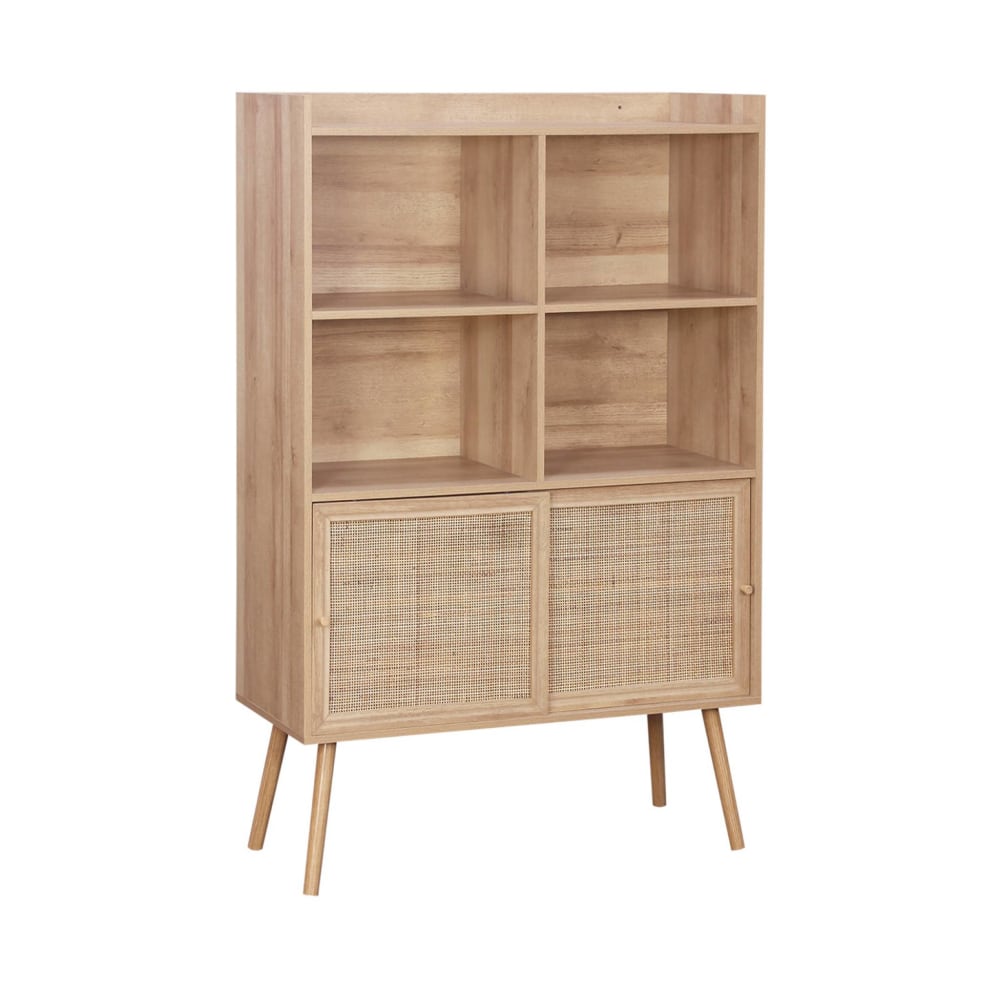 Etagère bibliothèque 5 étagères portes coulissantes