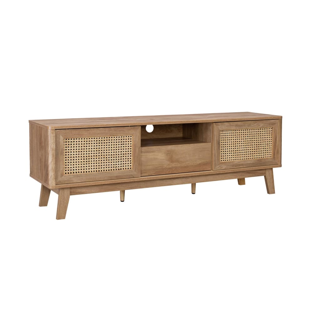 Meuble tv portes coulissantes, cannage 150cm