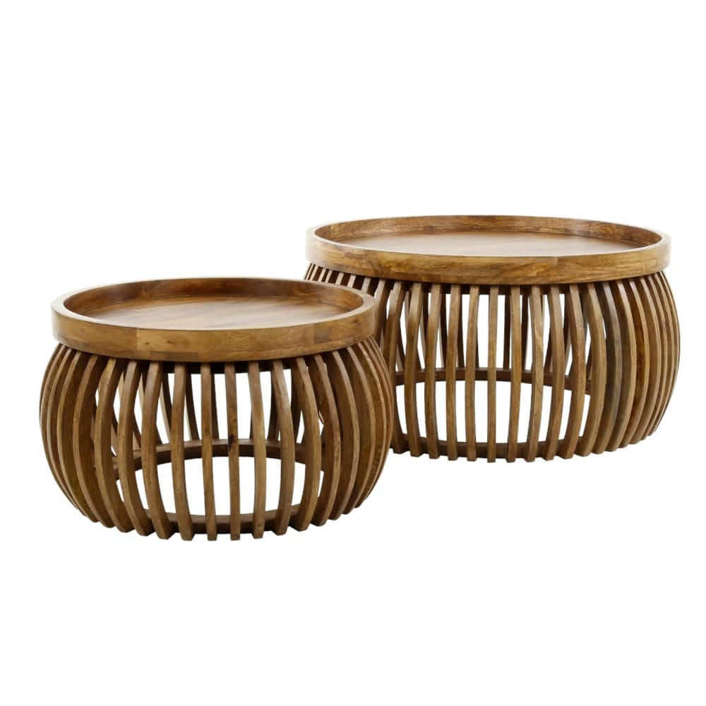Lot de 2 tables basses rondes en manguier - Maisons du Monde