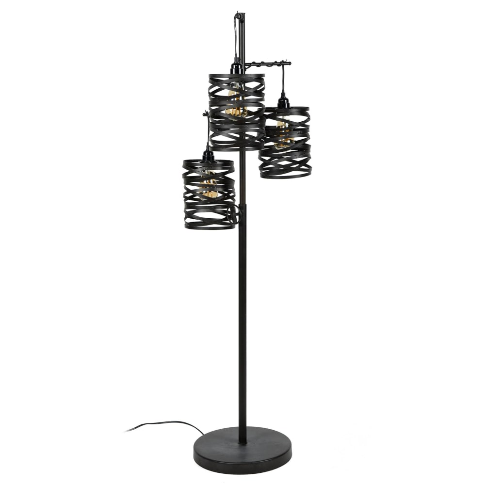 Lampadaire 3 abat-jours en ruban métallique gris vieilli — vue 3
