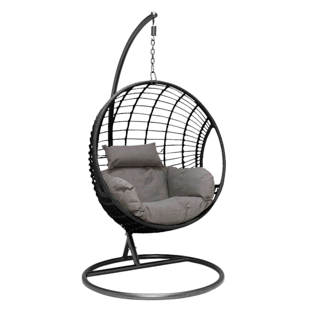Fauteuil suspendu noir avec support en résine tressée - Maisons du Monde