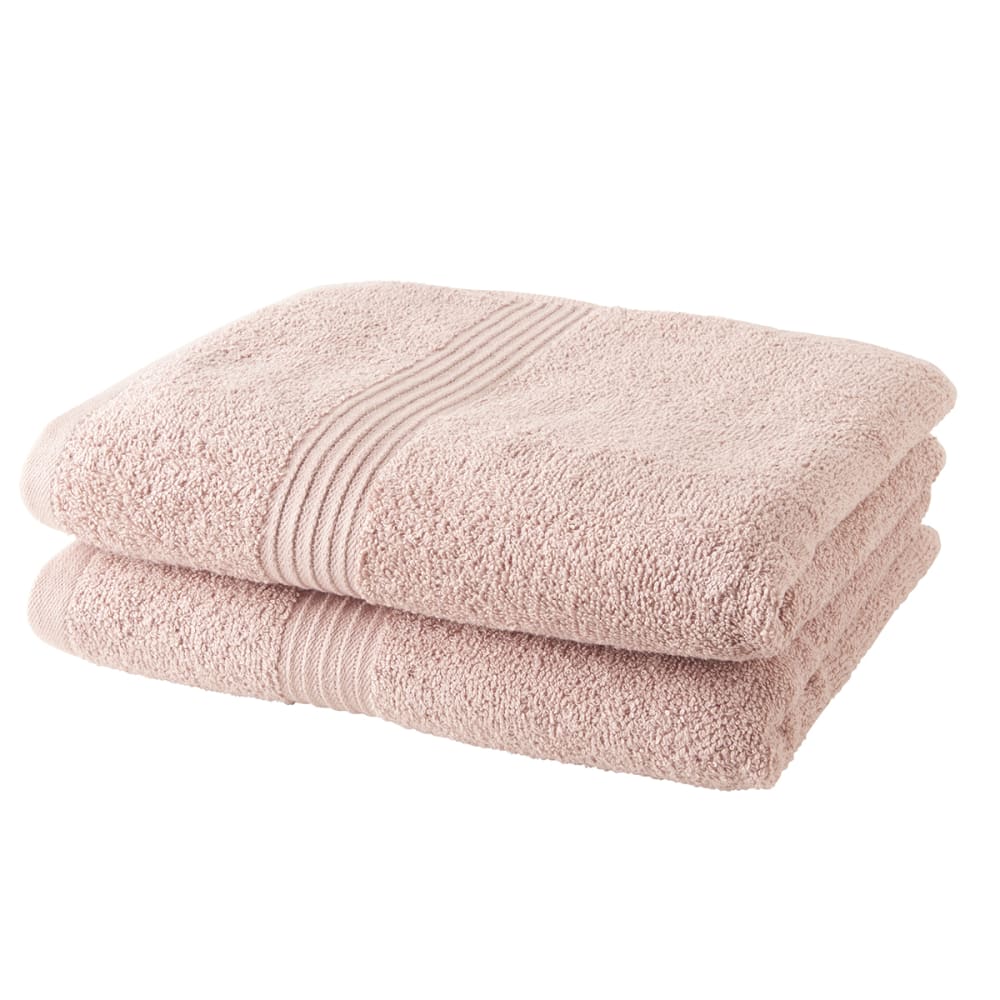 Lot de 2 serviettes de toilette 100% coton rose 50x90
