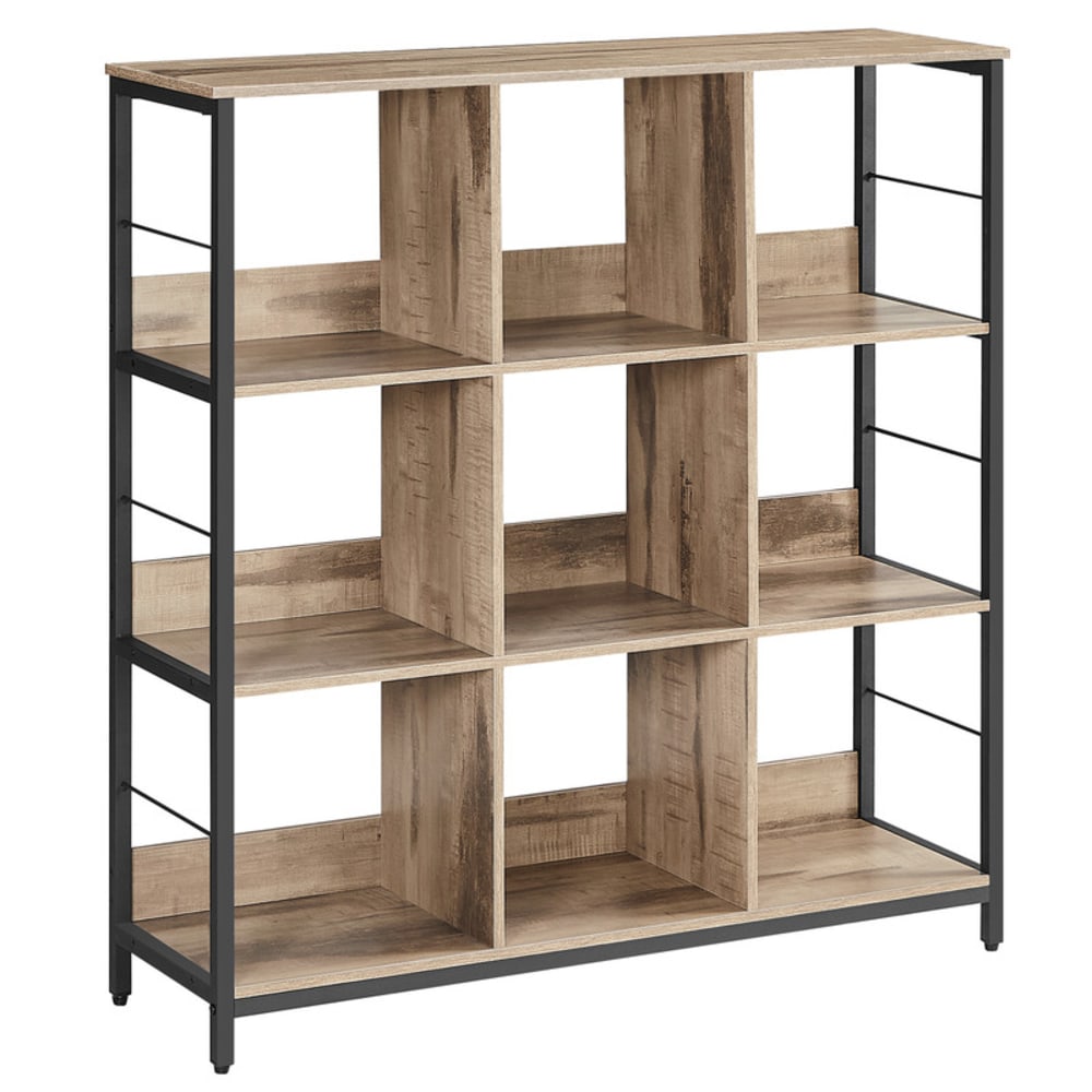 Meuble de rangement 3 niveaux 9 cubes marron camel et noir d'encre — Beyit