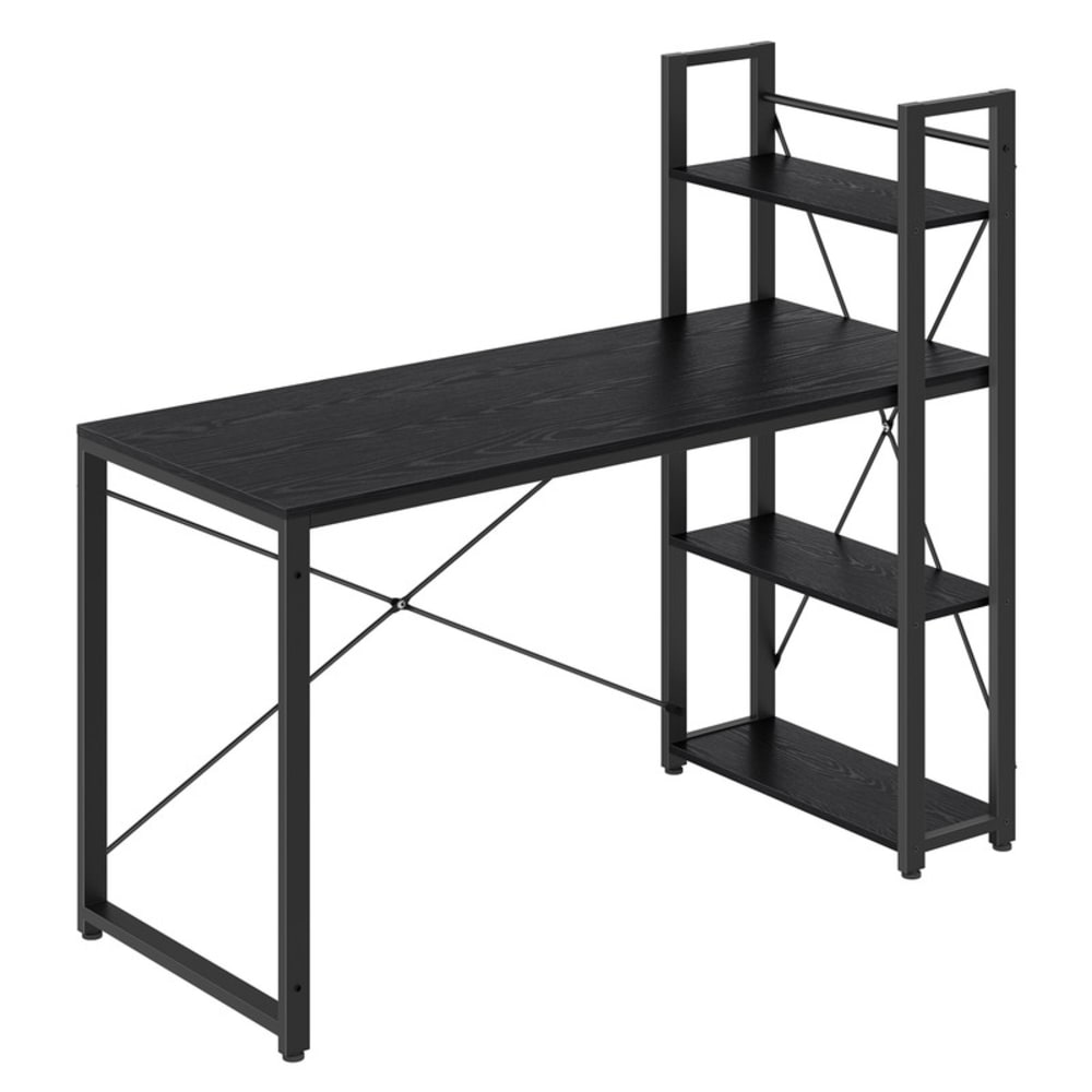 VASAGLE Bureau avec étagères réversible à gauche ou à droite noir boisé style industriel Noir Panneau De Particules - 137x119x60cm