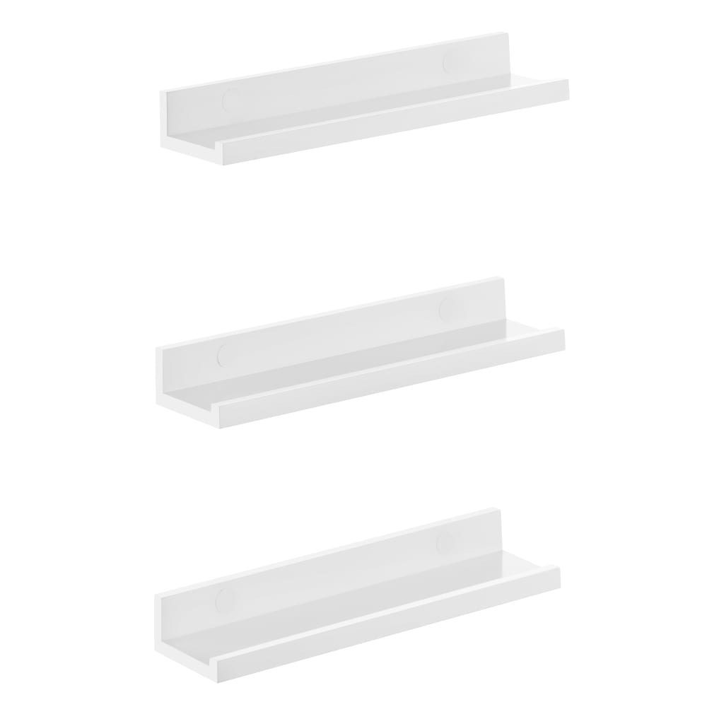 Étagère murale suspendue lot de 3 longueur 38 cm blanc