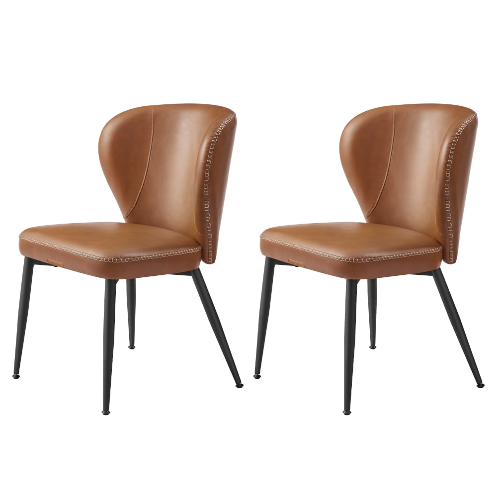 VASAGLE Chaises de salle à manger confortable en pu 52 x 55 x 79 cm marron style vintage Marron Acier - 55x81x52cm
