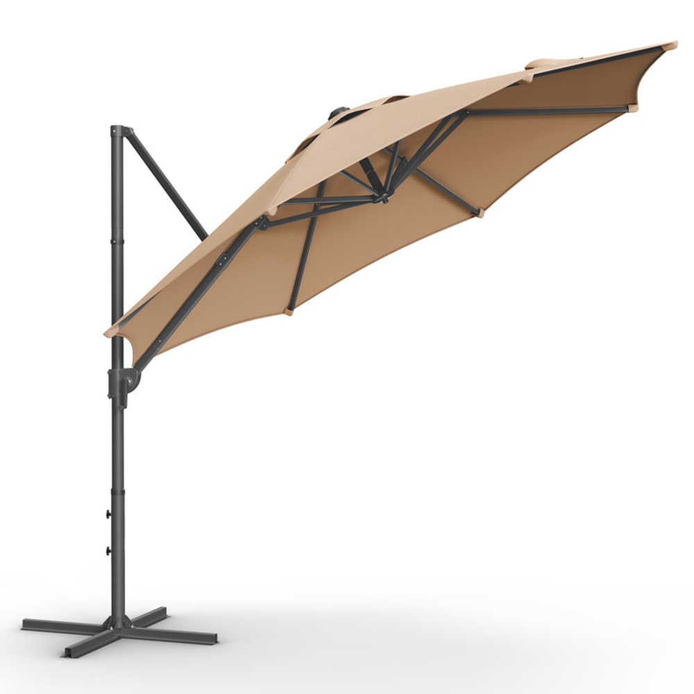 Parasol de jardin 300 cm inclinaison fluide pivotant à 360° marron