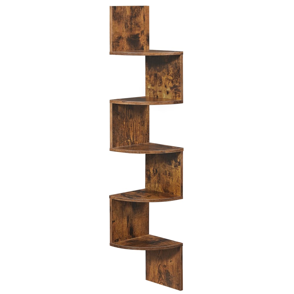 Étagère d'angle murale d'angle à 5 niveaux 20 x 20 x 126 cm marron
