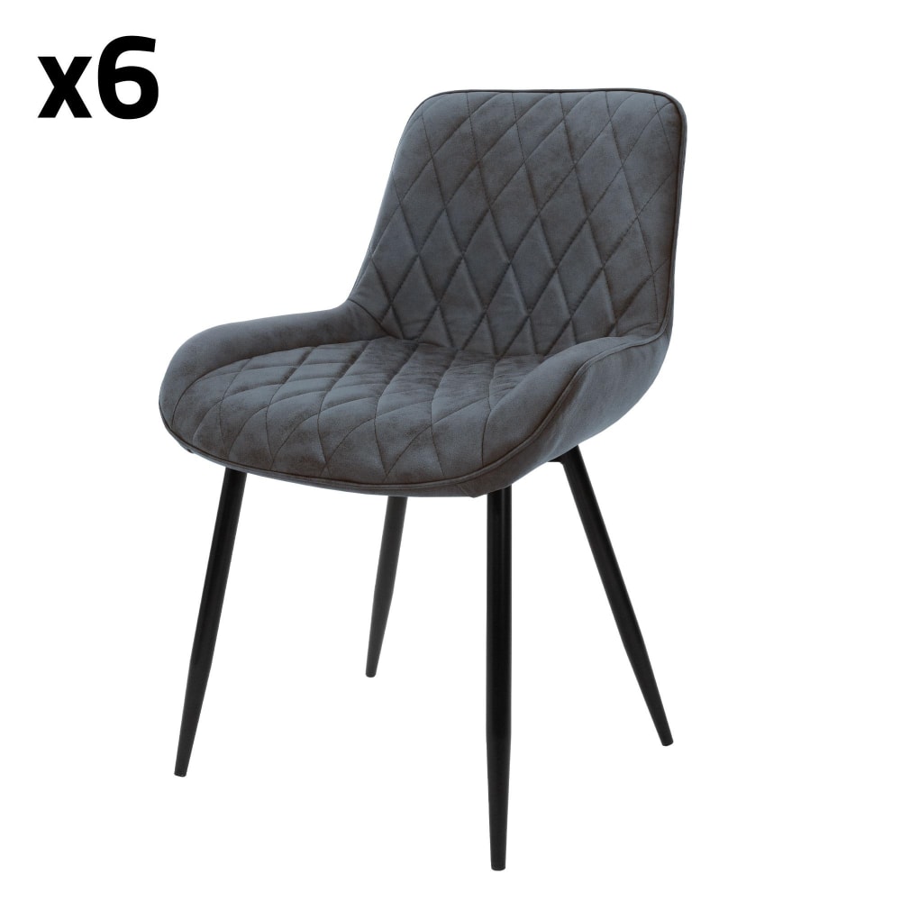 ML-Design Esszimmerstühle 6er Set Anthrazit mit Kunstlederbezug und Metallbeinen Grau Webpelz