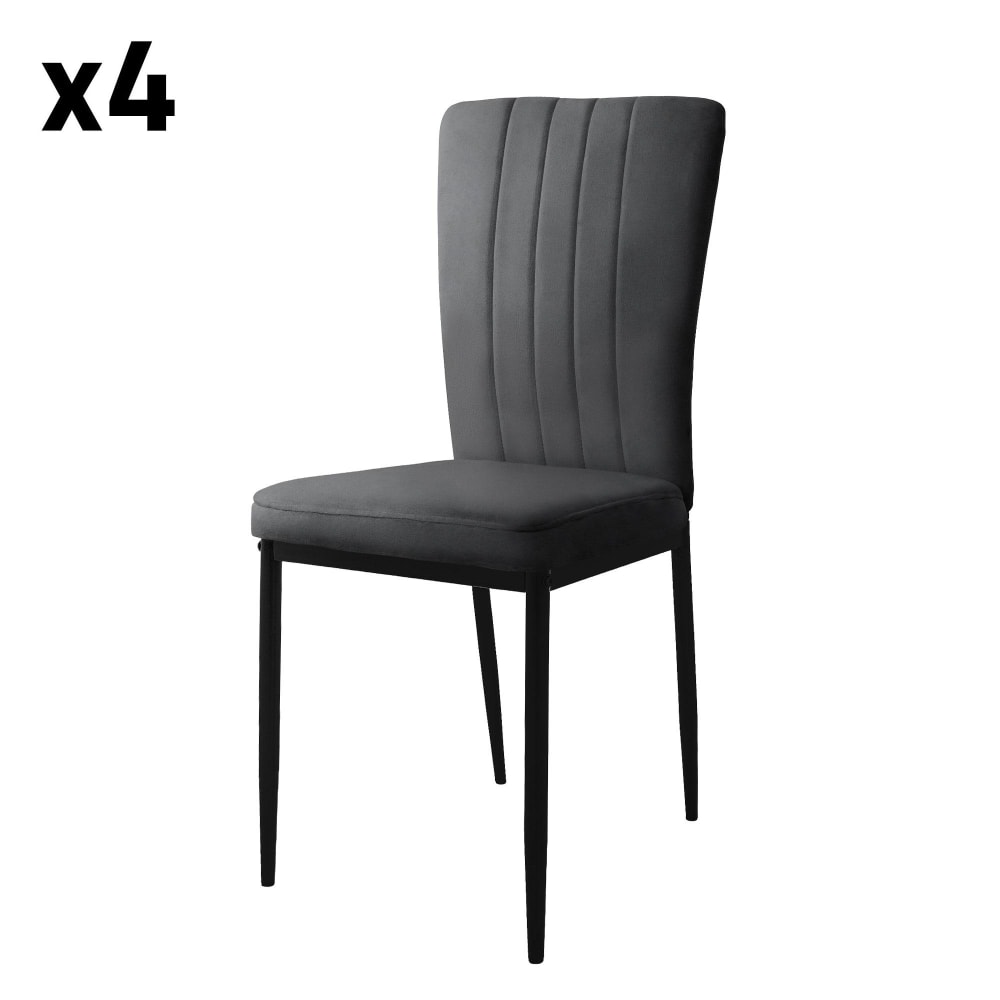 ML-Design 4er Set Esszimmerstühle aus Samt, Grau Grau Samt