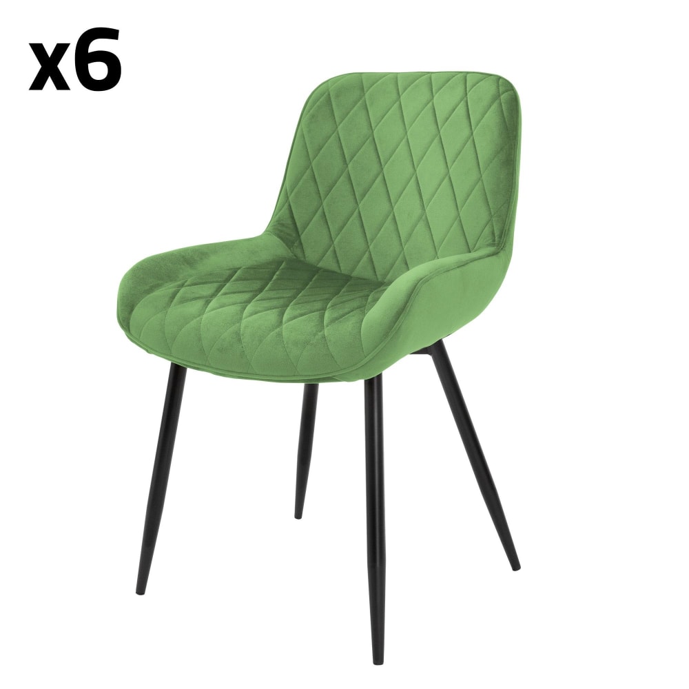 ML-Design Esszimmerstühle 6er Set Salbei mit Samtbezug und Metallbeinen Grün Samt