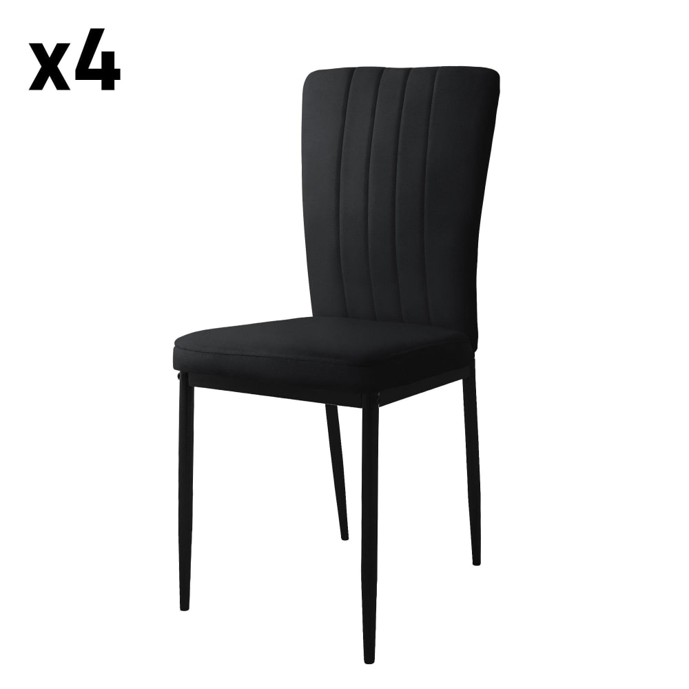 ML-Design 4er Set Esszimmerstühle aus Samt, Schwarz Schwarz Samt