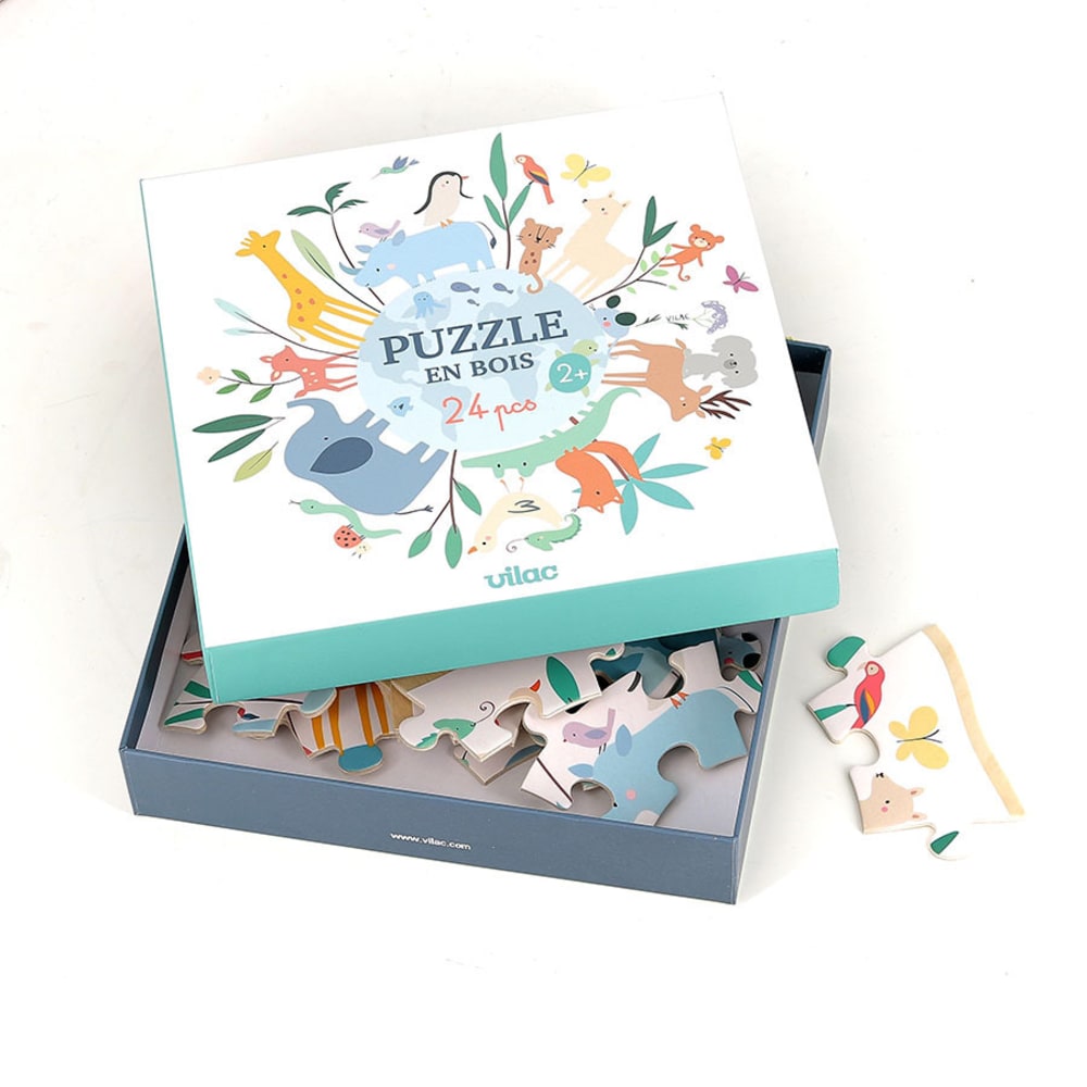 Vilac Puzzle en bois autour du monde 24 pcs Blanc Bois - 30x1x30cm