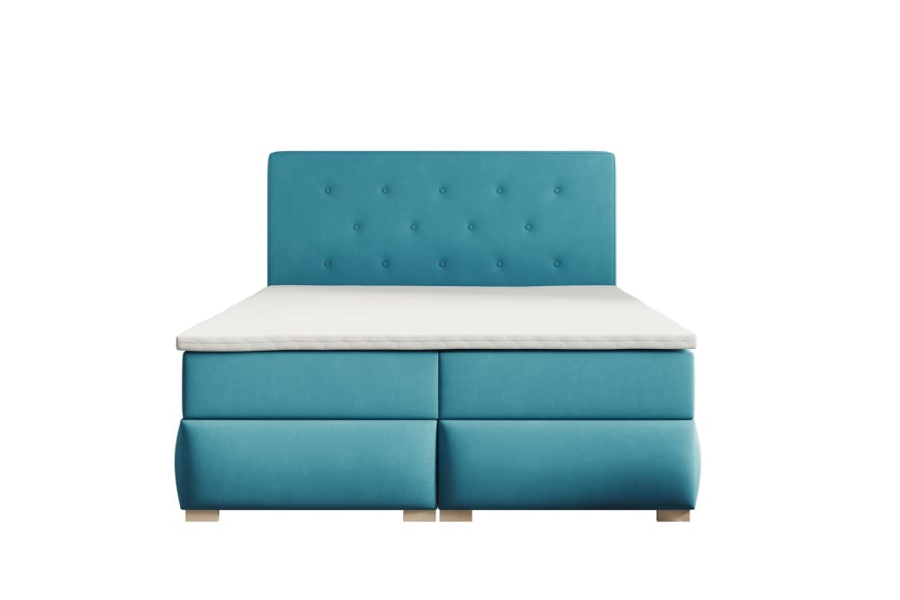 Ensemble sommier et matelas en velours turquoise 180x200