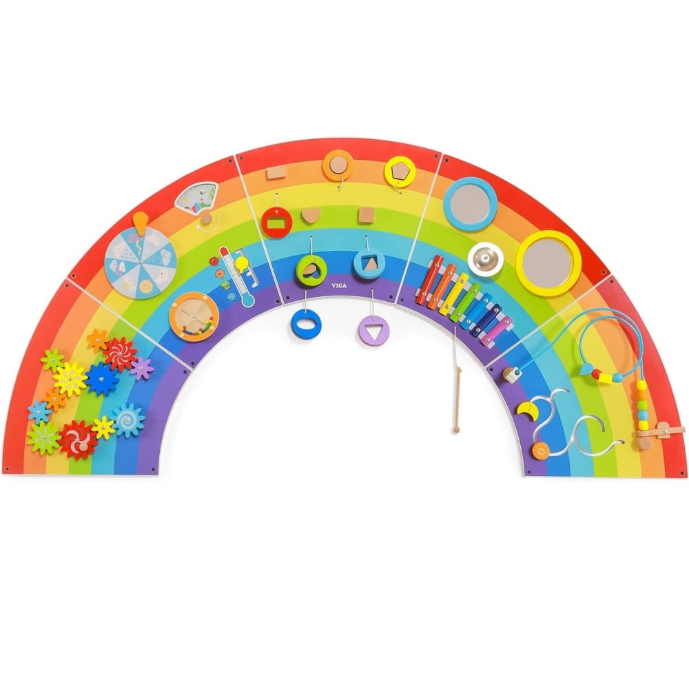 Viga Toys Panneau d'activités mural arc-en-ciel Rouge Bois - 162x81x1cm