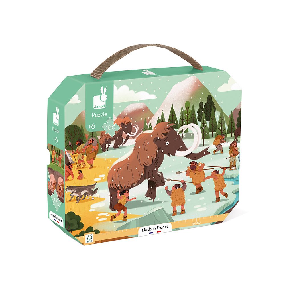 Janod Prähistorisches Fries-Puzzle 100 Teile GRÜN KARTON Kinder