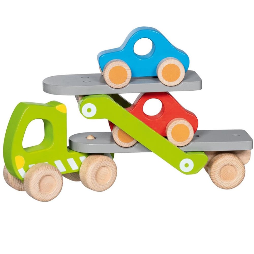 Goki Camion porte-voitures avec 2 véhicules Vert Bois - 28x18x8cm