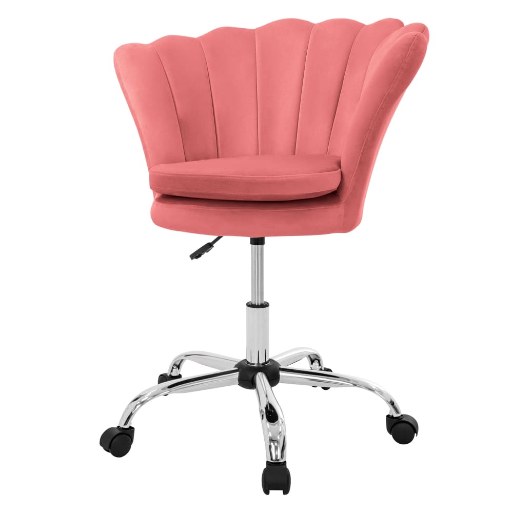 ML-Design Bürostuhl Rosa Samt Metallgestell drehbar mit 5 Rollen Muschelform Rosa Samt