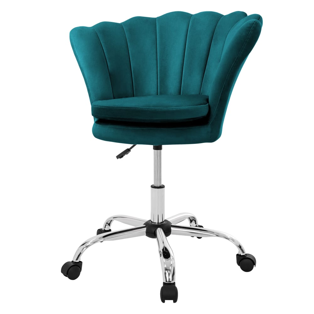 ML-Design Bürostuhl Petrol Samt Metallgestell drehbar mit 5 Rollen Muschelform Blau Samt
