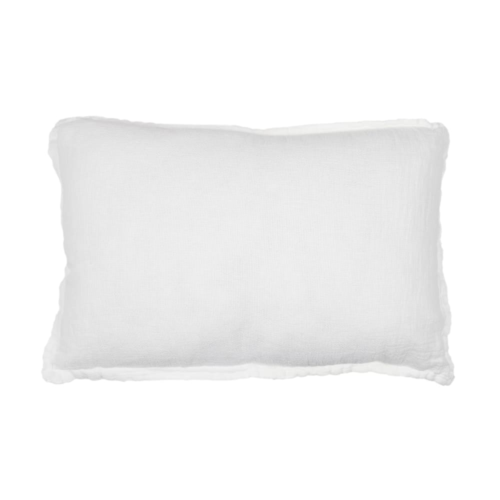 MAISON D'ÉTÉ Coussin Gaspard en lin lavé gaufré blanc 40X60 CM. Effet de matière très tendance. Vendu avec l'intérieur. Déhoussable 200 Gr/m²