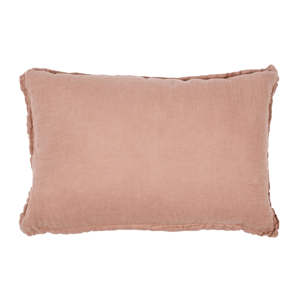 MAISON D'ÉTÉ Coussin Gaspard en lin lavé gaufré cuivre poli 40X60 CM. Effet de matière très tendance. Vendu avec l'intérieur. Déhoussable 200 Gr/m²