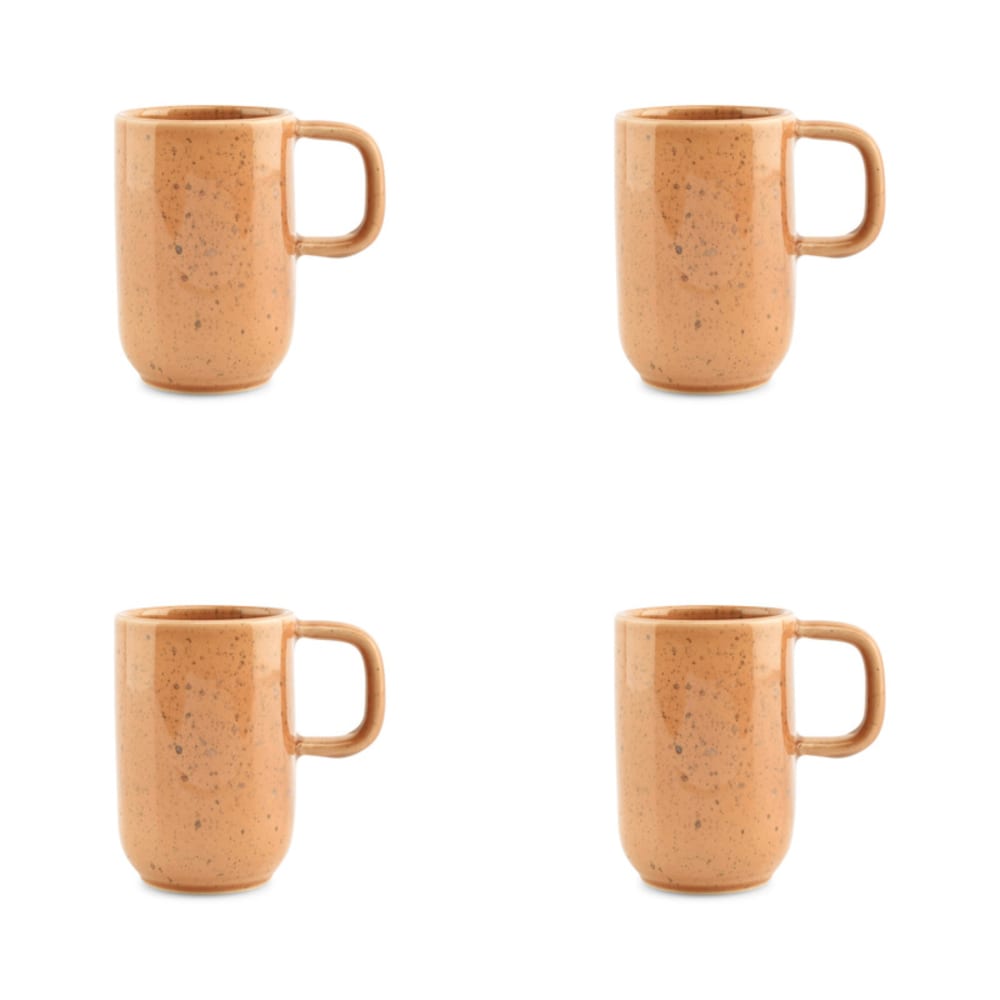 Lot de 4 tasses orange en grès 30cl Lot de 4 tasses orange en grès 30cl