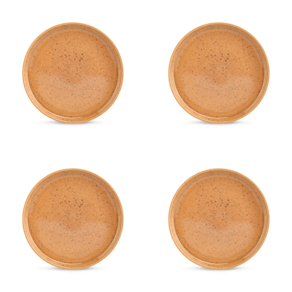 Lot de 4 assiettes orange en grès 21,5xh2cm