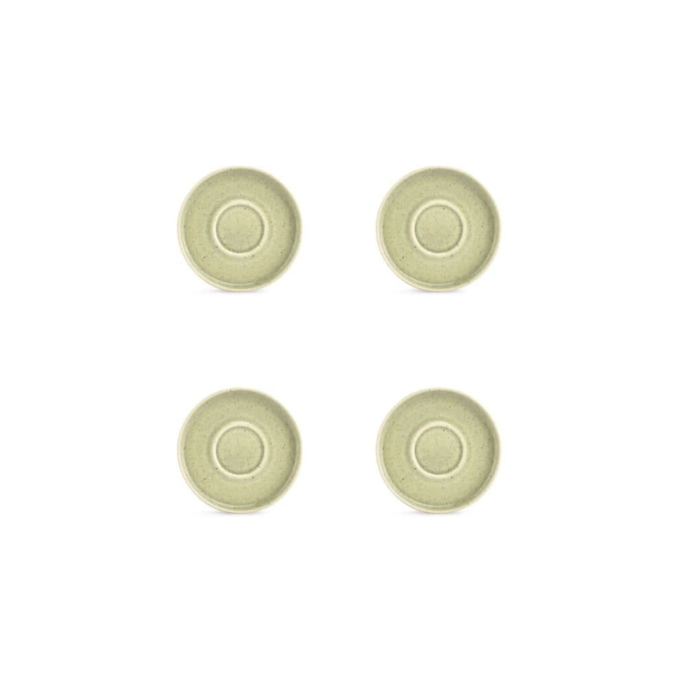Lot de 4 soucoupes vert en grès 14cm