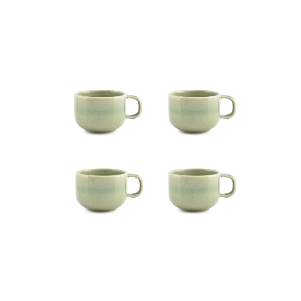 Lot de 4 tasses vert en grès 22cl Lot de 4 tasses vert en grès 22cl