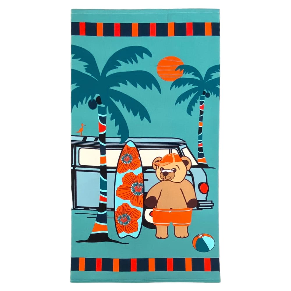 Toalla de playa  niño "surfista" 70x140cm 250 g/m² azul pato