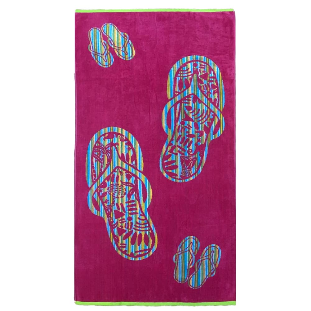 Serviette de plage éponge velours Jacquard ''Habra'' 75x150 rose