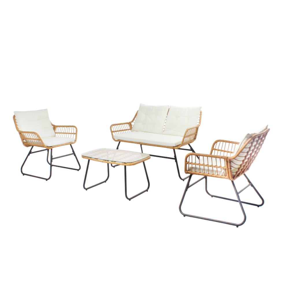 Salon de jardin bas 4 places effet rotin