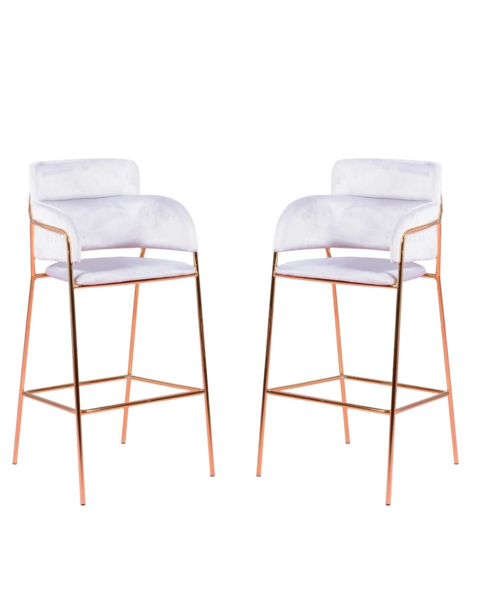 Nest dream 2er Set Designer-Hocker mit Samtbezug, grau style vintage - Stoff