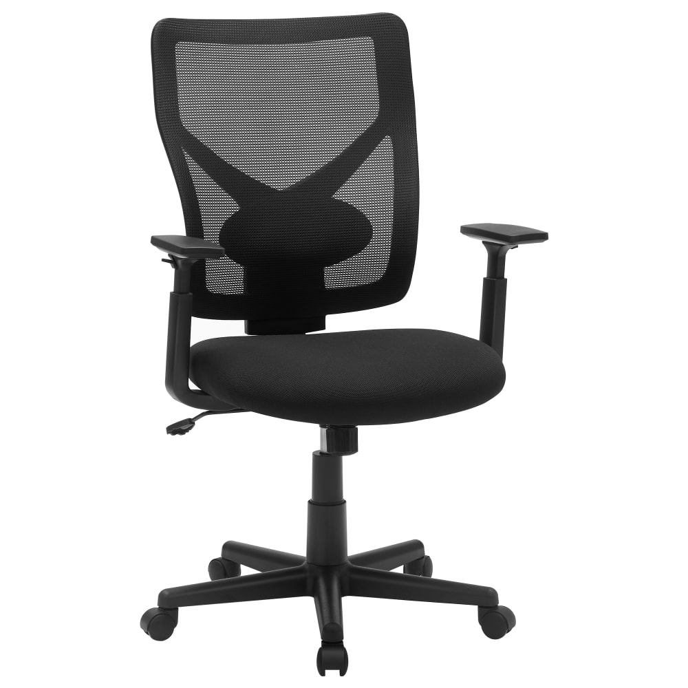 SONGMICS Tabouret de bureau pivotant acier noir Noir Tissu - 53x100x52cm