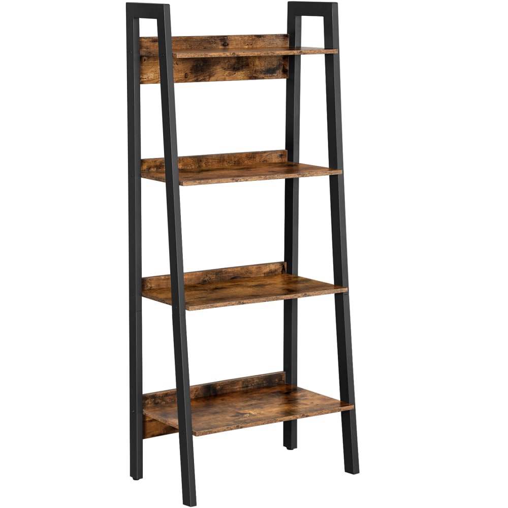 Bibliothèque échelle à 4 niveaux sur pieds bureau salon marron et noir - Maisons du Monde