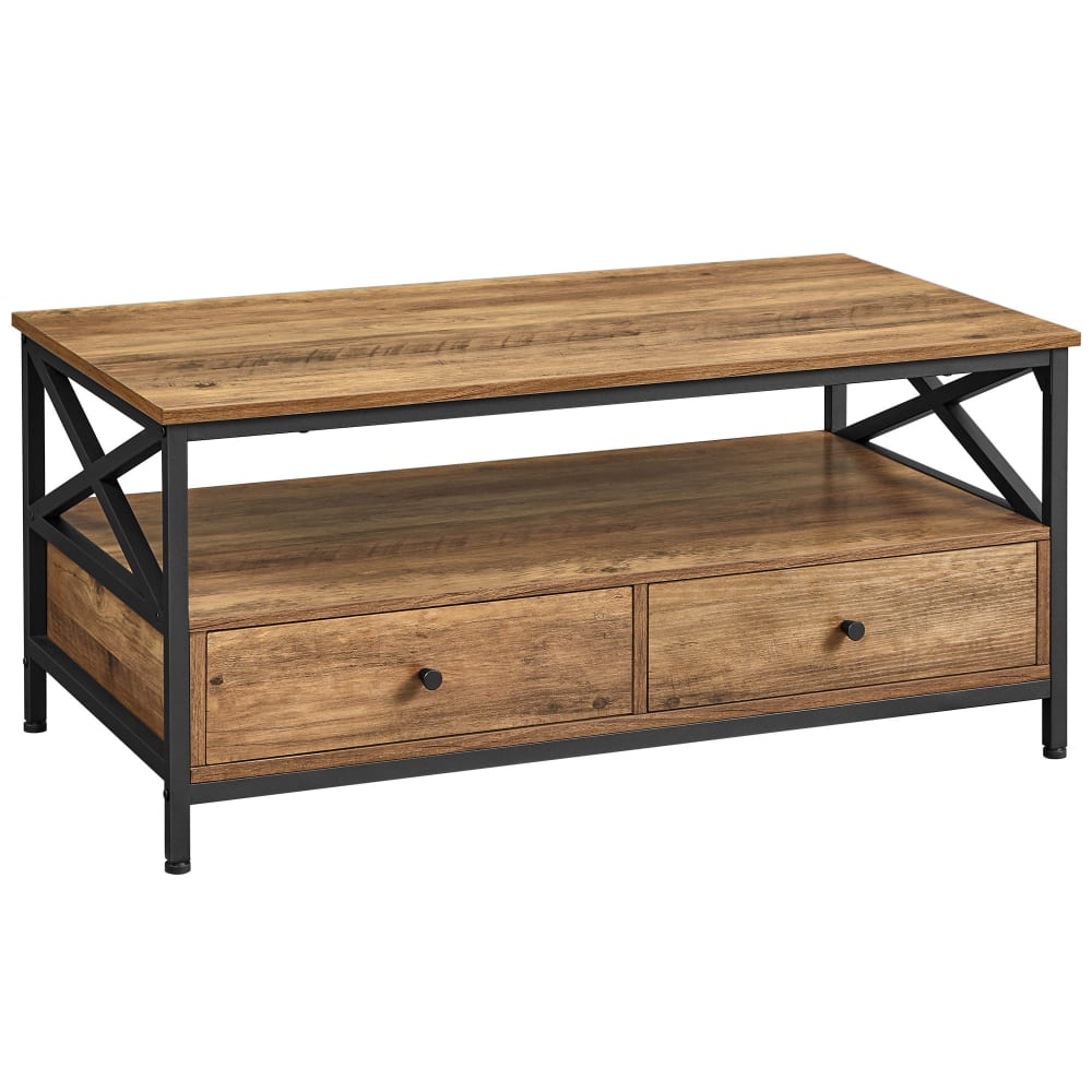VASAGLE Table basse de salon buffet bas 100 x 55 x 45 cm marron et noir style industriel Marron Panneau De Particules - 55x45x100cm