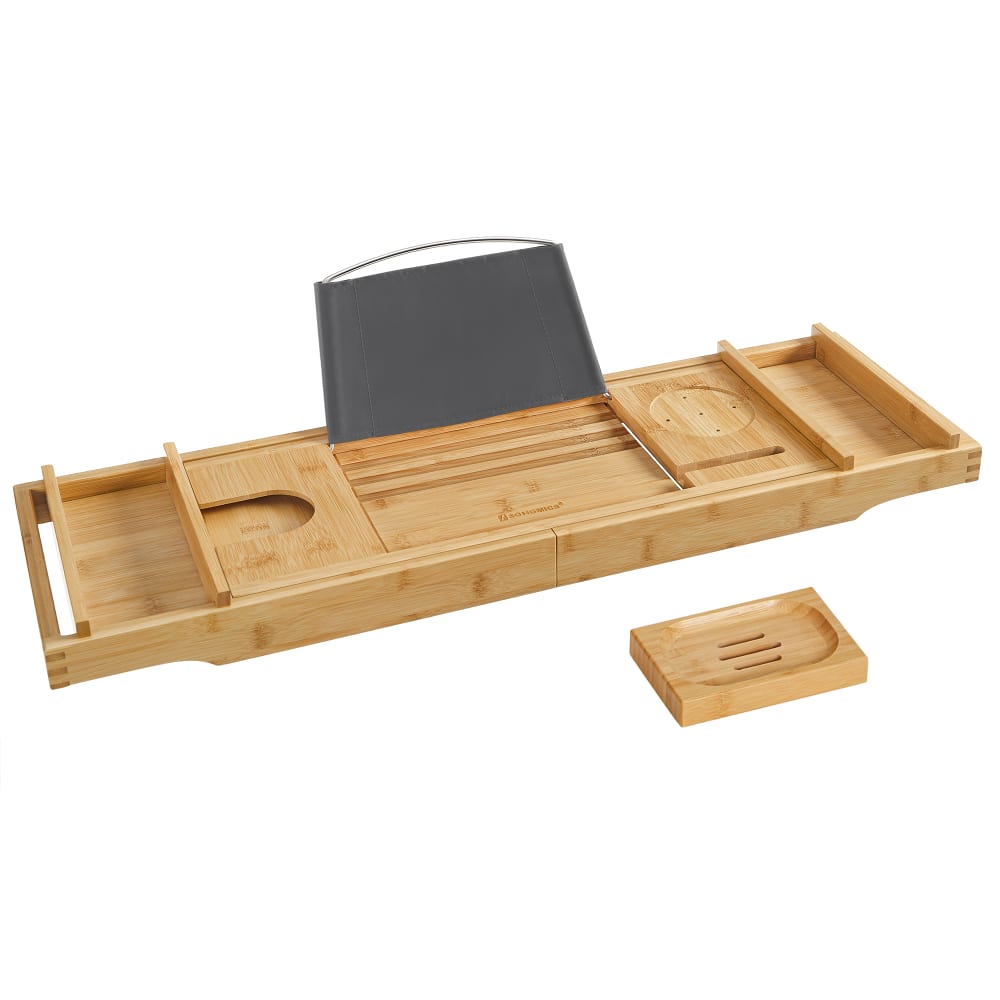 Plateau de baignoire extensible en bambou 75-109.6 x 23 x 6.2 cm Plateau de baignoire extensible en bambou 75-109.6 x 23 x 6.2 cm