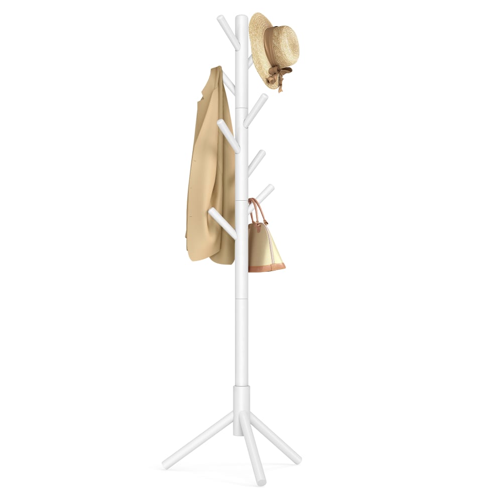Porte-manteau sur pied en bois 46.3 x 40.3 x 174.5 cm blanc Porte-manteau sur pied en bois 46.3 x 40.3 x 174.5 cm blanc