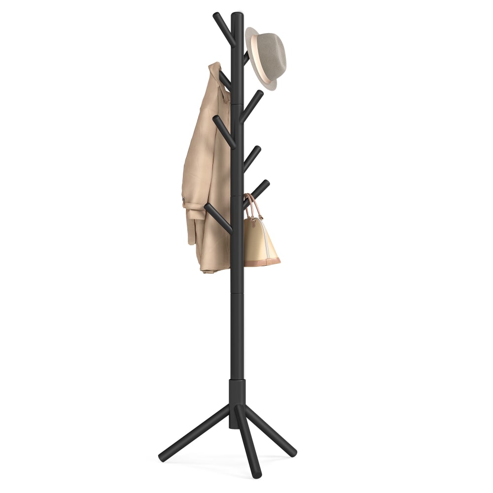 Porte-manteau sur pied en bois 46.3 x 40.3 x 174.5 cm noir Porte-manteau sur pied en bois 46.3 x 40.3 x 174.5 cm noir