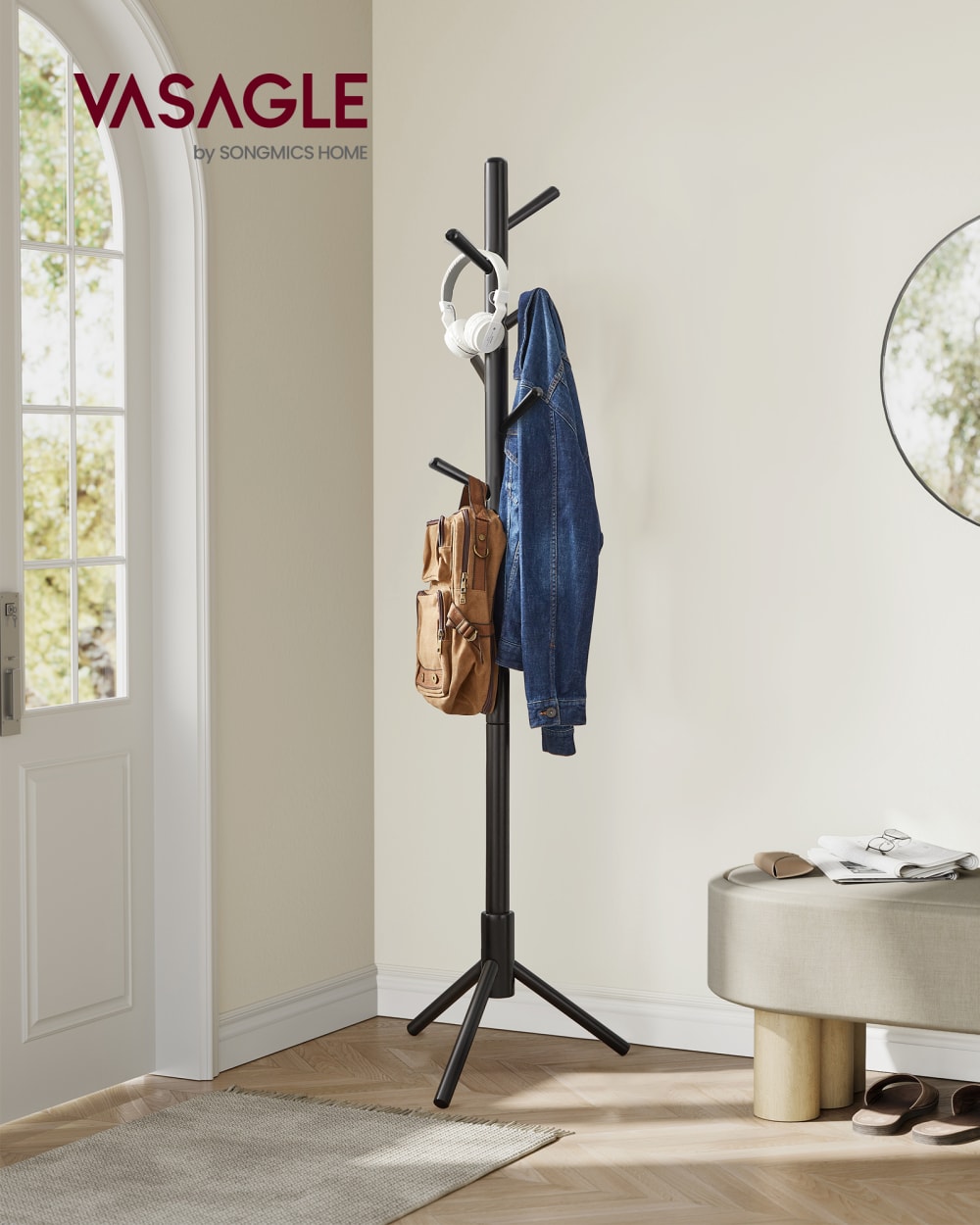 Porte-manteau sur pied en bois 46.3 x 40.3 x 174.5 cm noir - Maisons du Monde