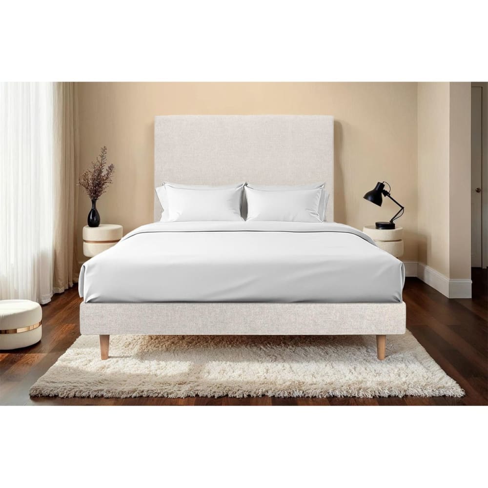 Bett mit Kopfteil – Basketweave-Stoff - 160 x 200 cm - Maisons Du