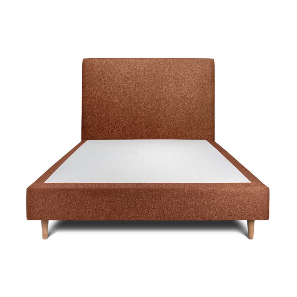Lit avec tête de lit bouclette et sommier tapissier  Terracotta 160x20