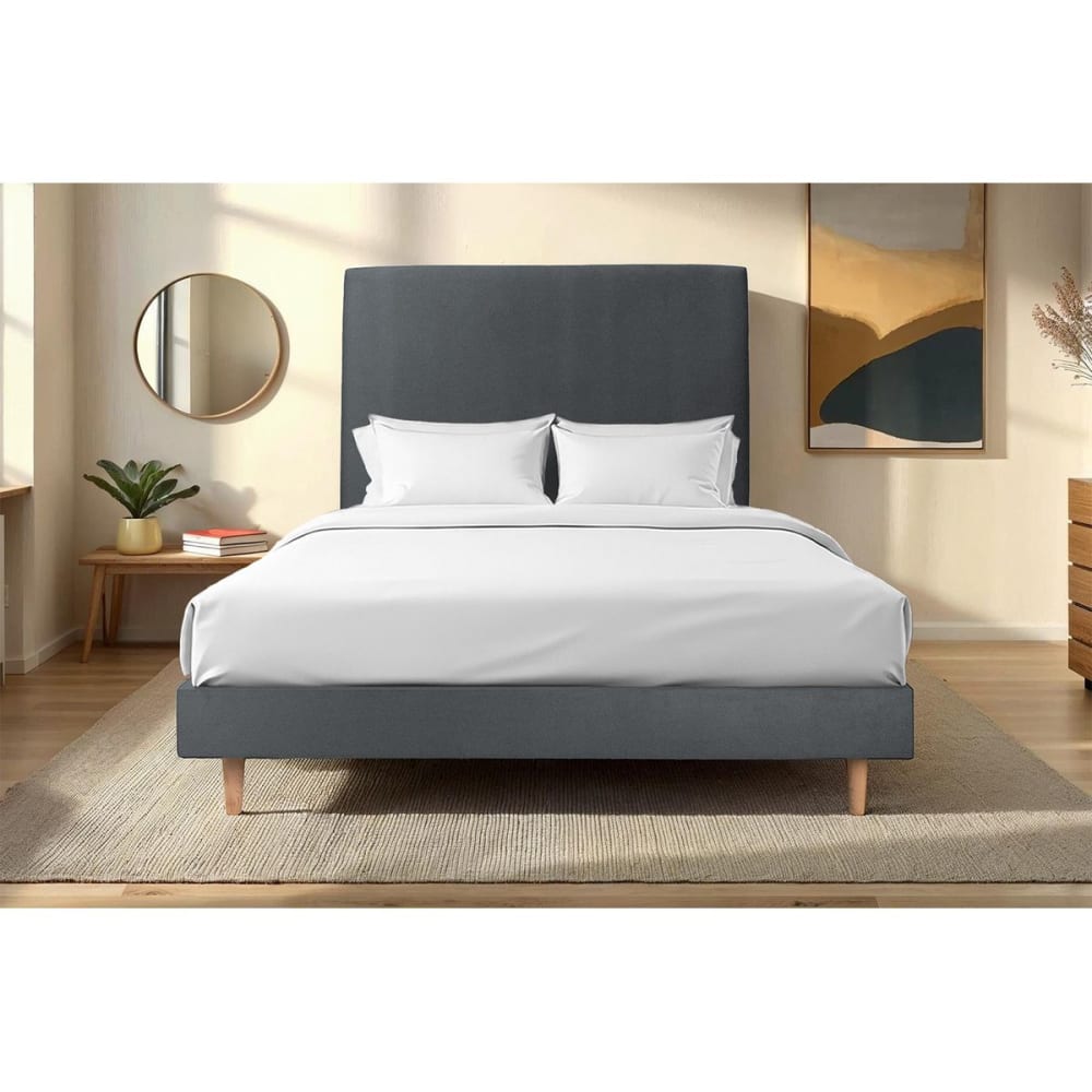 Bett mit gepolstertem Kopfteil – Samtstoff - 140 x 190 cm -