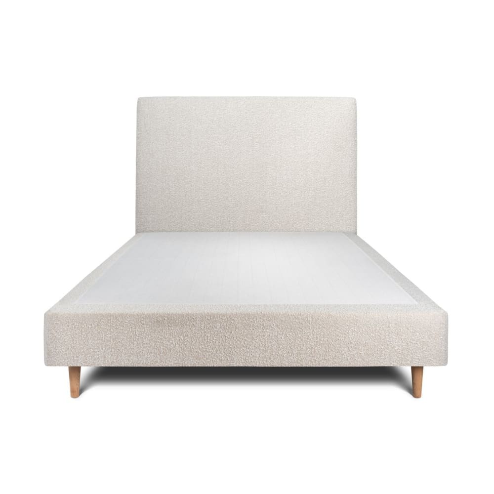 Lit avec tête de lit bouclette et sommier tapissier  Beige clair 160x2